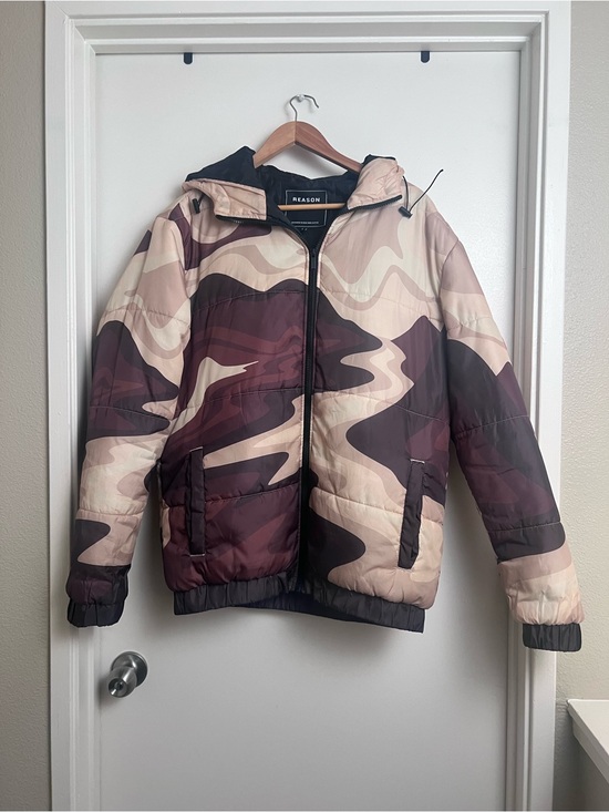 Reason Other - Reason NYC Hooded Camo Puffer Jacket Beige Brown Streetwear Large